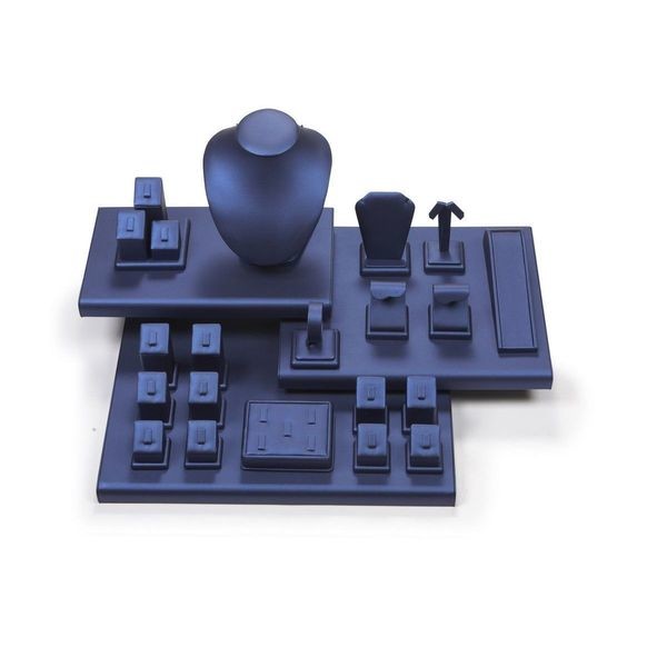 CounterJewelry Showcase Display Set Microfiber Fabric Stand for Necklace,Earring,Ring