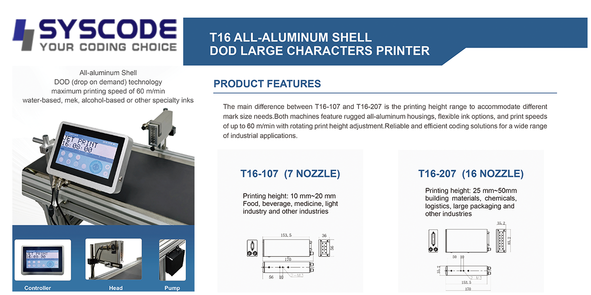 DOD Large Character Inkjet Printer - Industrial-grade high-speed coding solution for food, pharmaceutical, and building materials industries, 60m/min