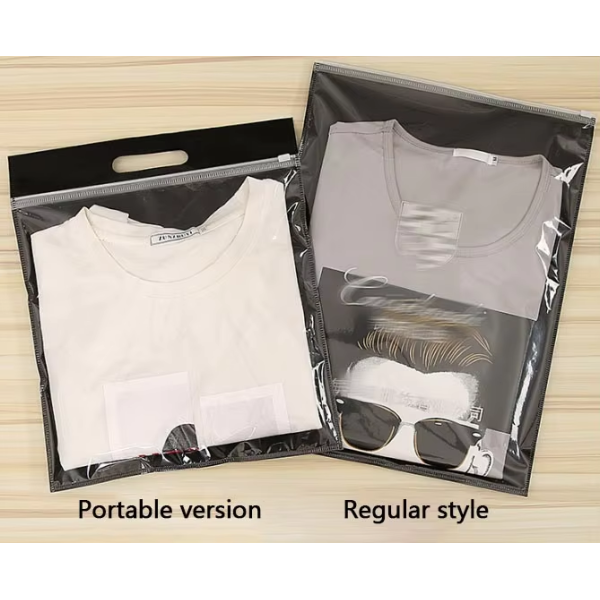 For Customized Recyclable CPP Transparent PE Plastic Moisture Proof Zipper Handheld Self Sealing Socks Shirt Underwear