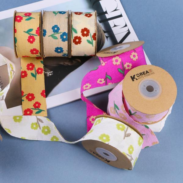 7mm-38mm Blue Embroidered Ribbon ISO9001 Embroidered Floral Ribbon
