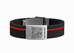 Buy cheap Personalised school id  silicone wristbands black sports id wristbands with red stripe product