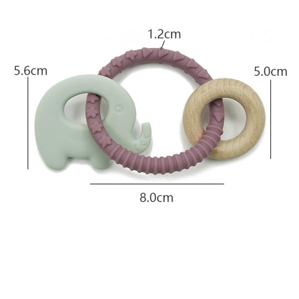 Pure Silicone FSC Certified Wooden Teething Ring For 12 Months Infant