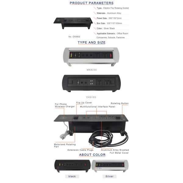 BNT hidden socket type table wireless charger motorized pop up desktop socket for smart home