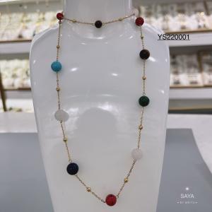 China Unique  brand colorful beads chain necklace set jewelry stainless steel bangle on sale