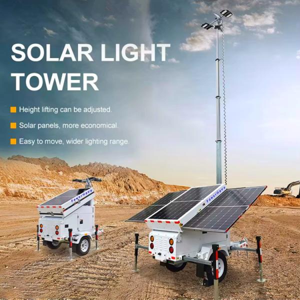 Renewable Solar Energy Light Tower Surveillance Tower with CCTV Camera Mobile Solar Light Tower