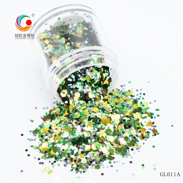 Christmas Crafts Polyester Rainbow Glitter Mix Polyester Hexagonal Bulk