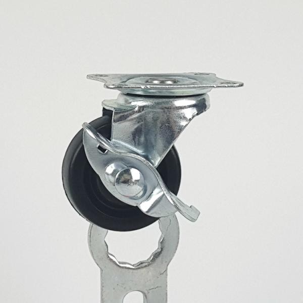 Light Duty 2 Inch Black Rubber Casters Side Brake Soft Swivel Caster Wheel For Hardwood Floor