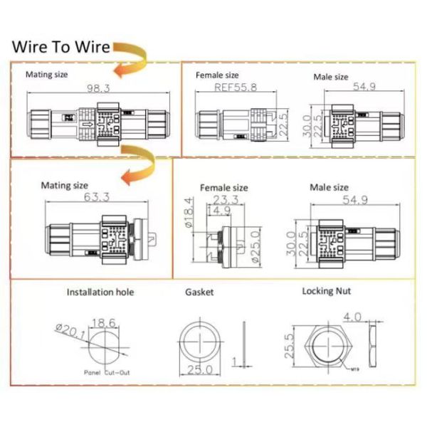 Low Current 5A M19 12 Pin waterproof quick connect wire Data connectors China manufacturer