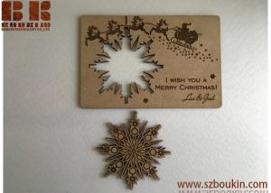 China Christmas cards Personalised wooden greeting cards Wood snowflake card Christmas gift on sale