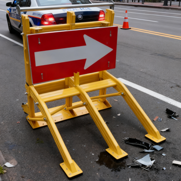 Low Speed Road 25KG Mobile Vehicle Barrier With Rubber Wheels