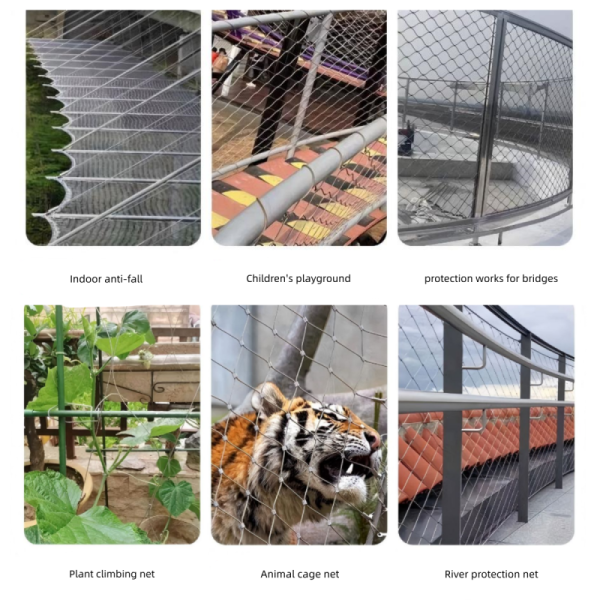 Flexible Snap On Stainless Steel Wire Rope Climbing Net For Green Plants Grape Trellises And Flower Stands