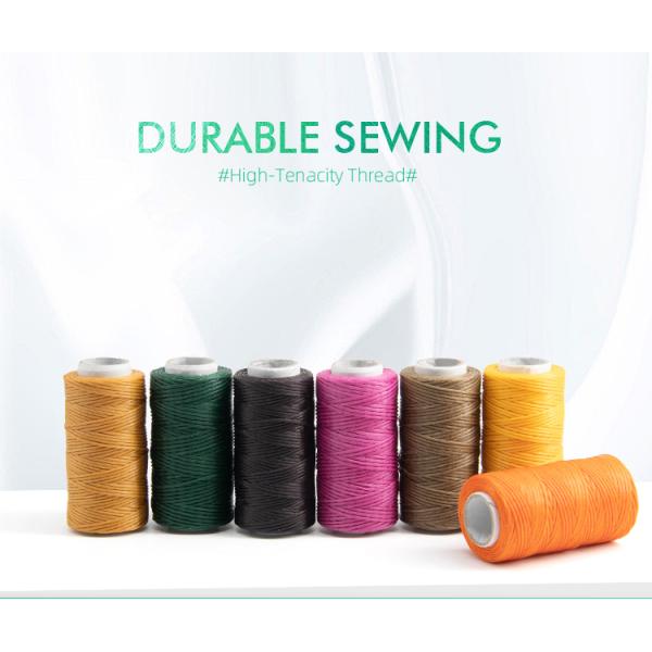 Flat Waxed Braided Thread Waterproof Black Polyester Yarn for Leatherware 0.45mm Sewing