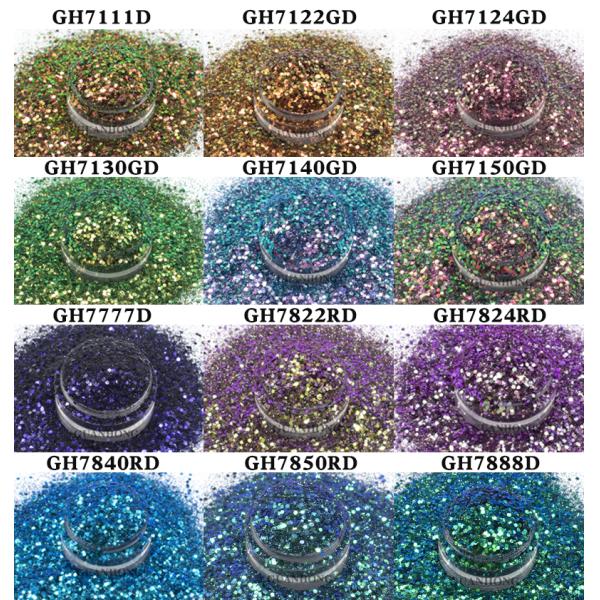 Hexagonal Loose Reflective Chameleon Glitter Mixes Fine Powder Bulk Makeup