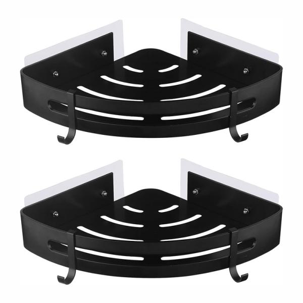 Black Wall Mounted Rustproof Corner Bathroom Shelf Corner Shower Caddy Basket Storage Bathshelf Organizer