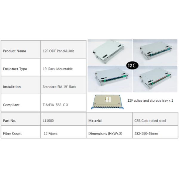 19" 1U Rack Mount ODF Patch Panel Optical Splicing Fiber Optic Patch Panel 12 Ports FTTH Terminal Box