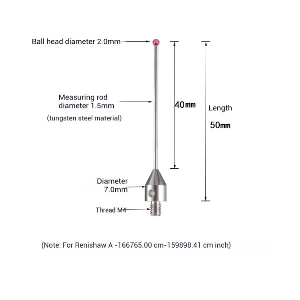 Renishaw A-5003-4797 Probe Stylus Tungsten Steel Ruby CNC Probing Styli M4 Thread for Industrial Milling Machine Use