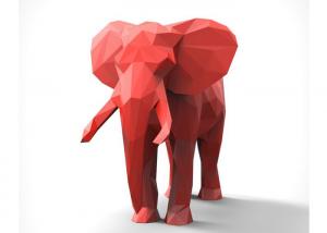 China Red Decoration Painted Metal Sculpture , Modern Steel Elephant Sculpture on sale