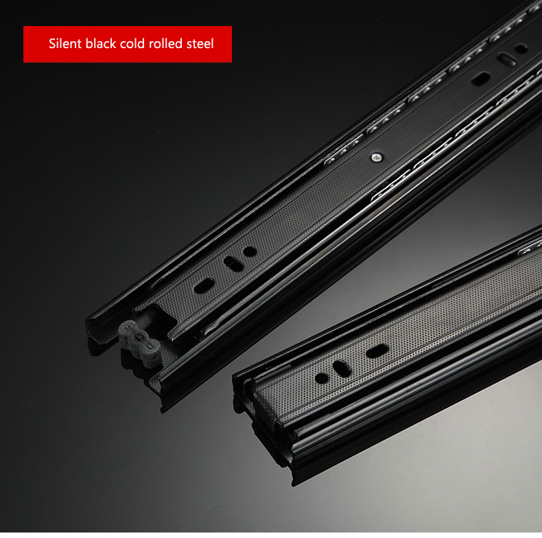 Silent Ball Drawer Rail Cabinet Buffer Hardware Accessory Black Thick Three-section Kitchen Living Room Furniture Hinges