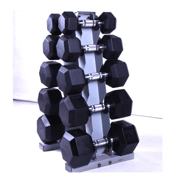 2.5kg to 40kg hex black rubber coated cast iron fixed dumbbell for wholesales