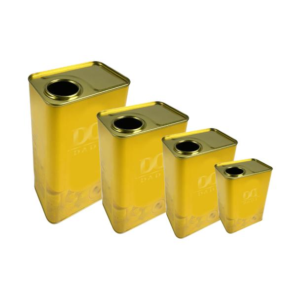 DADI 1L-2L Empty Metal Tin Cans Plastic Spout Rectangular Bottle, Food Oil Can Support Customized Printing