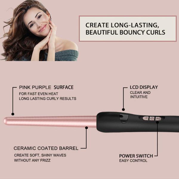 Customized Logo Ceramic Curling Wand Power Wave ROHS 1 Inch