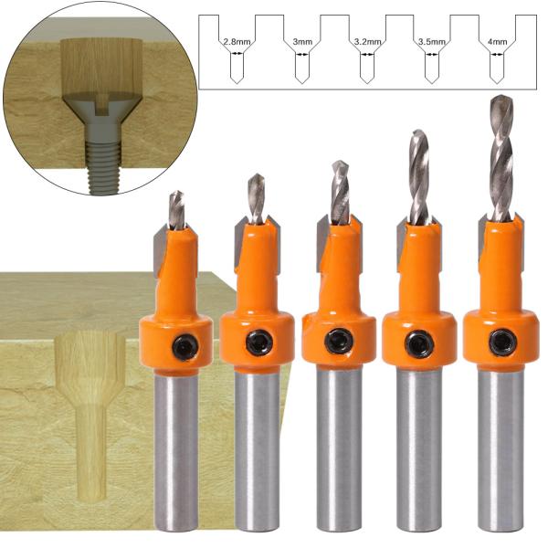 Online Wholesale 8mm Shank HSS Woodworking Countersink Router Bit Set Screw Extractor Remon Demolition for Wood Milling Cutter