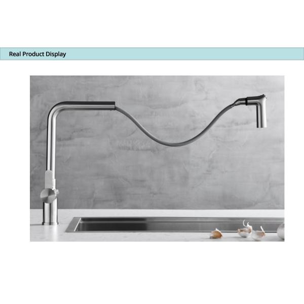 PEX Pull Down Hose Kitchen Bar Faucets 360 Degree Swiveling Deck Mount Sink Faucet