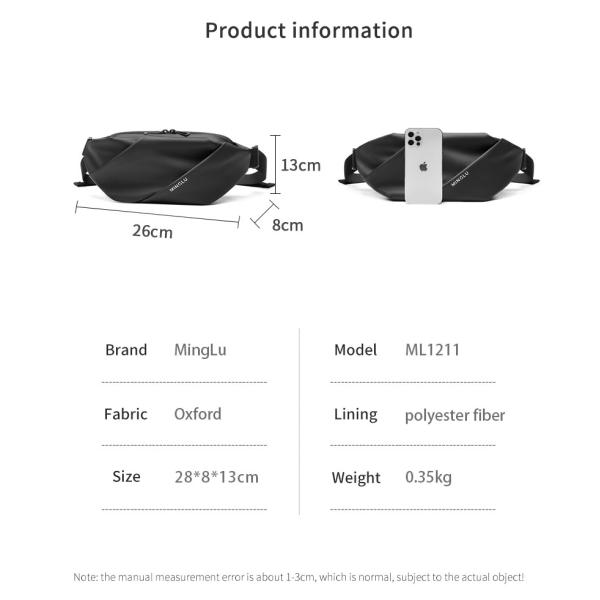 Durable Korean Style Stylish Mens Sling Bag Accept Customized Logo