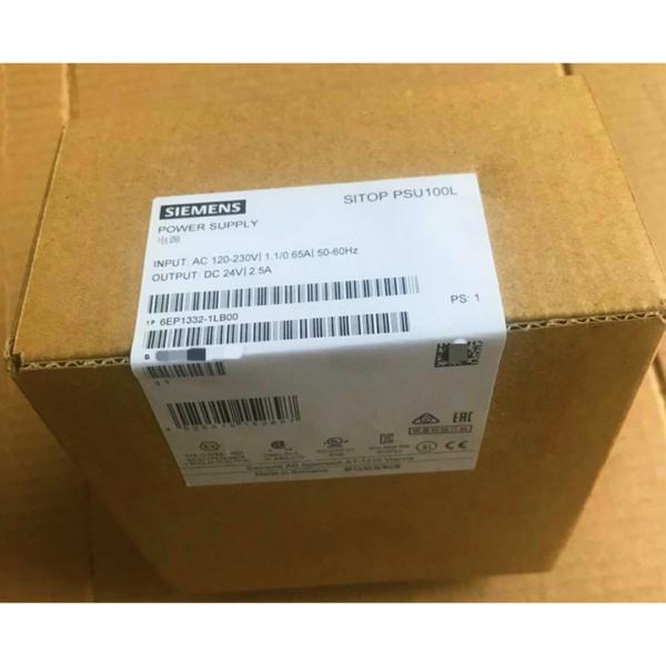 SIEMENS 6EP1332-1LB00 SITOP PSU100L 24 V/2.5 A STABILIZED POWER SUPPLY INPUT: 120/230 V AC, OUTPUT: DC 24 V/2,5 A