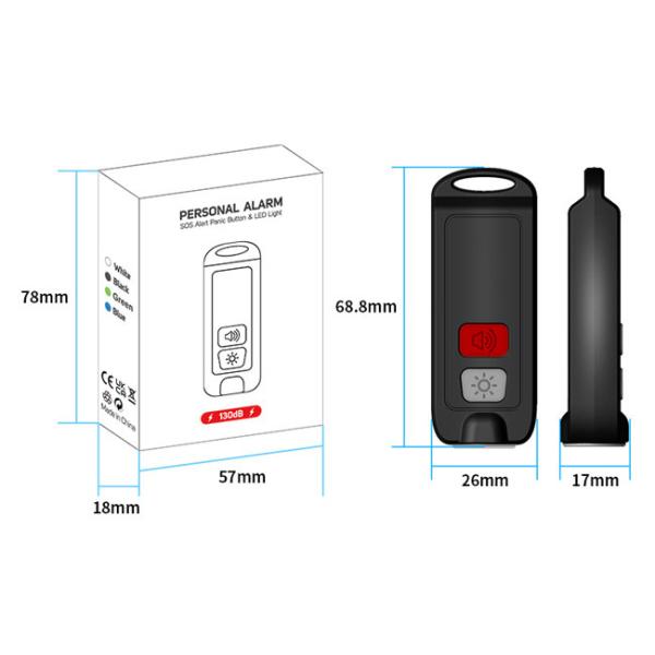 Rechargeable Battery 150mAh Personal Alarm Siren Song 130dB FCC