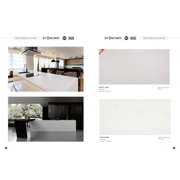 Beige Color Polished Artificial Quartz Marble Kitchen Countertop 3250x1850x20mm