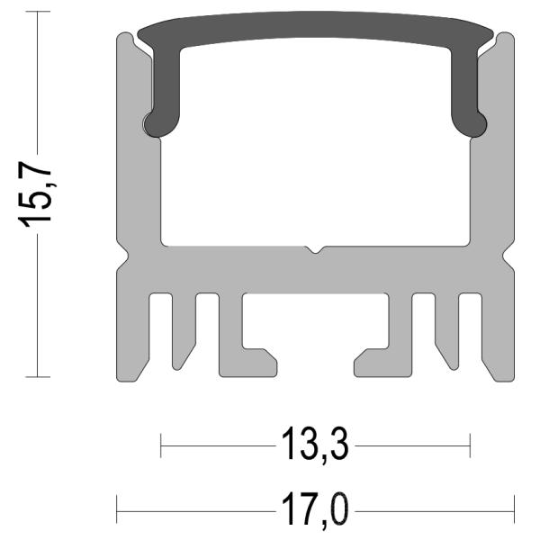 Anodized Alloy 6063 LED Strip Light Extrusion With PC Diffuser Cover