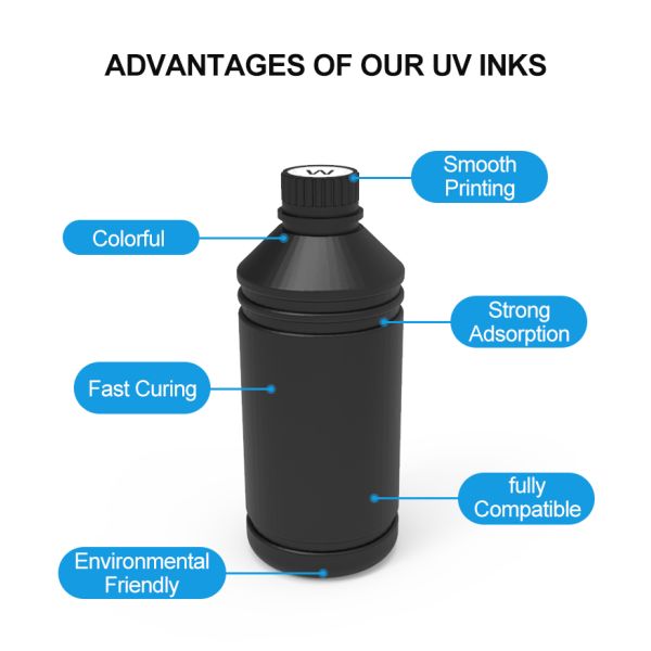 500ml/1000ml Soft/Hard Led ECO-UV High Quality Fast Dry UV Ink for XP600 UV Flatbed Printer