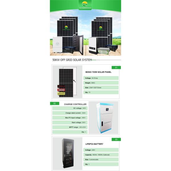 Home Off Grid Solar System Kit With Seperate MPPT Charger Controller 50KW