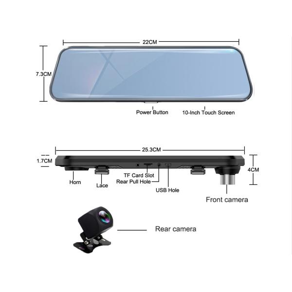 ODM IPS Touchscreen Full HD Car DVR Camera Dual Lens Dash Cam 6X Digital Zoom