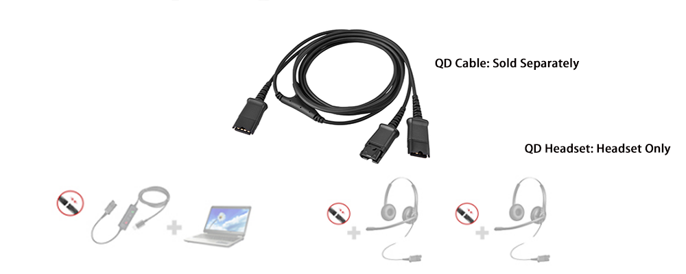 QD Quick Disconnect 3-Way Training Cable for Call Centers, Headset Splitter Cord for Agent Coaching
