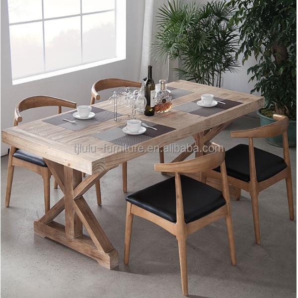 Customized Luxury French Solid Pine Wood Restaurant Dining Room Table Set