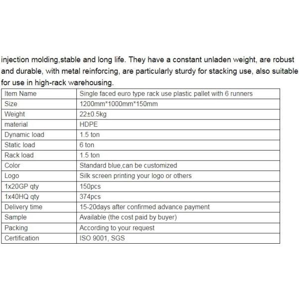 Custom 1200x1000x150 mm 4 way entry anti-slip plastic pallet, Cheap accept custom single faced plastic pallet prices