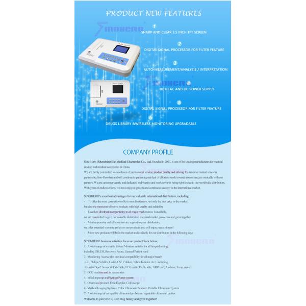 3 Channels Portable ECG Machine Measure Cardiovascular Disease With Automatic Interpretation