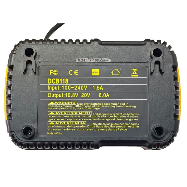 Compatible Dewt DCB118 Fast Charger 20V Lithium-Ion Battery for Electric Tools Cordless Drills AC100-240V One Year Warranty