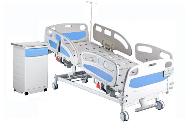 Quality Multifunctional Electric Height Adjustable Bed Hospital ICU Bed With IV Pole for sale