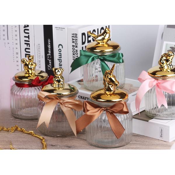 Nordic Ceramic Plated Empty Glass Jars Christmas Decoration Box Round Shape