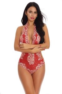 Buy cheap Luxury Deep V Sexy Bodysuit Lingerie Adult Flower Embroidery Lace Stitching Jumpsuit product