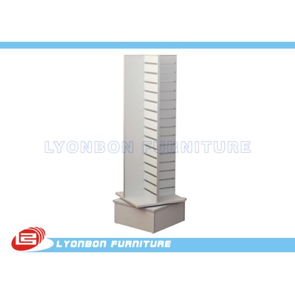 Grocery White Rotatable Slatwall Display Stand With Metal Hangers , OEM ODM