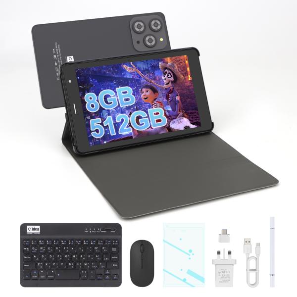 C idea 8 inch Wifi Tablet with 8+512GB Storage Quad Core Processor 800x1280 IPS Touchscreen red CM817 Pro