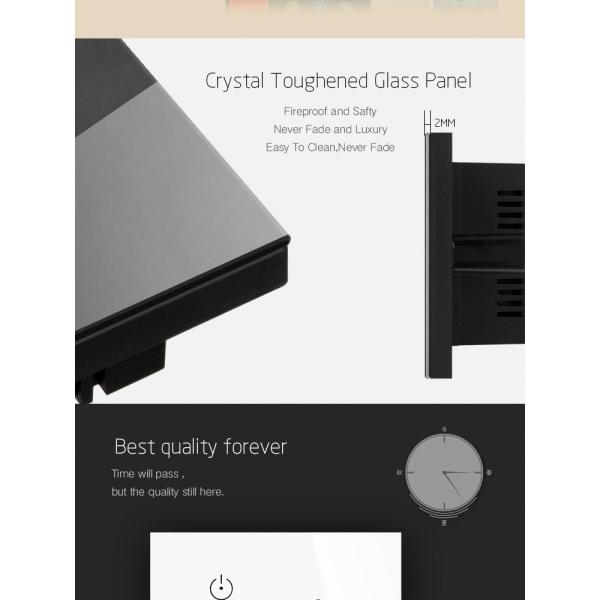 Smart Home AU Crystal Tempered Glass Panel Smart Touch Usb Charger & Wall Socket
