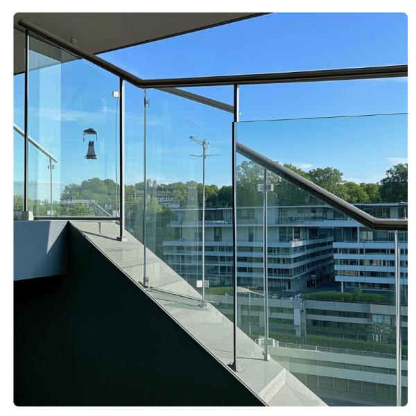 Frameless Glass Balcony Railing Modern Galvanized Easy Install