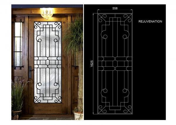 Quality Rust Prevention Wrought Iron Glass Door Inserts , Hollow Iron Glass Doors for sale