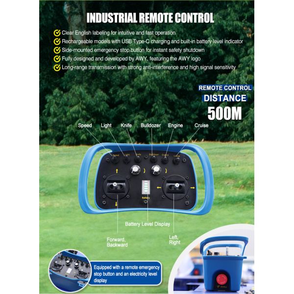 European Spot Slope Special Remote Control Tracked Mower Low Center of Gravity Anti Rollover Stable Work on 45° Lawn Mower