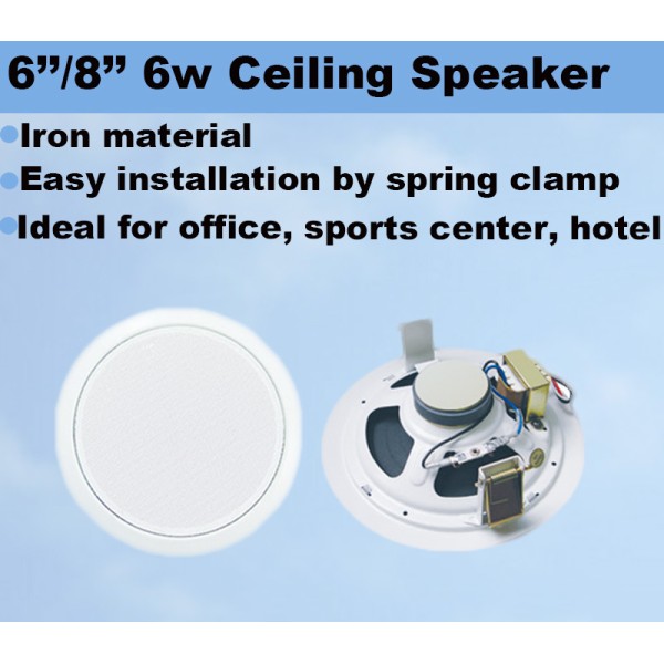 6w 100V Ceiling Speaker Durable OEM High Quality Loudspeaker Cost-effective Iron Good Sound 8 Inch Full Range Speaker
